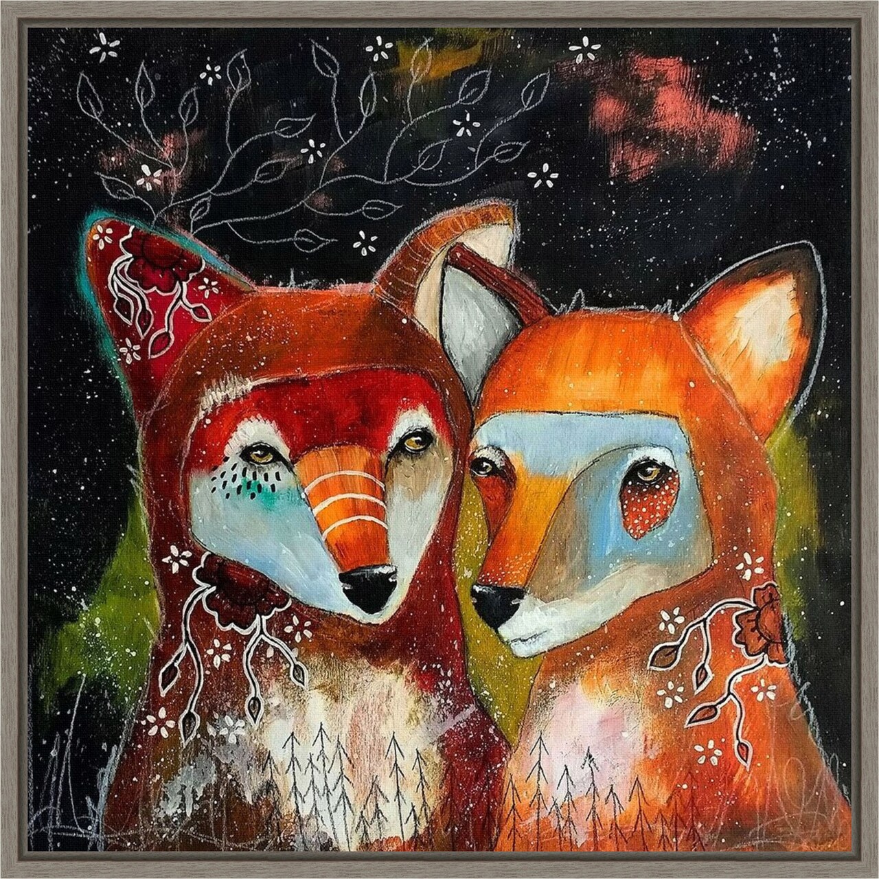 Home Is Wherever You Are by The Secret Hermit 16-in. W x 16-in. H. Canvas Wall Art Print Framed in Grey